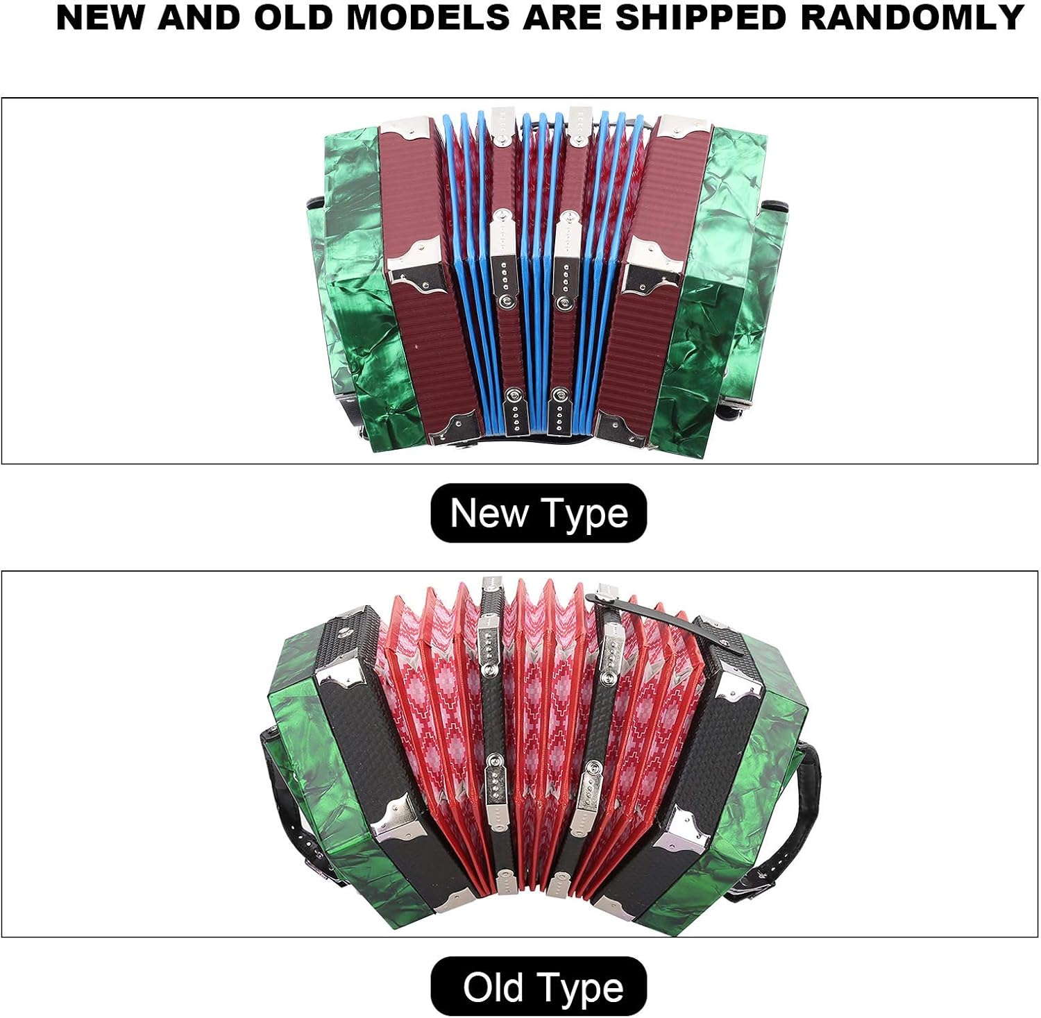 20 Button Concertina, Accordion Musical Instrument Accessory with Carrying Bag for Kids Beginner for Children Amateur(Green)