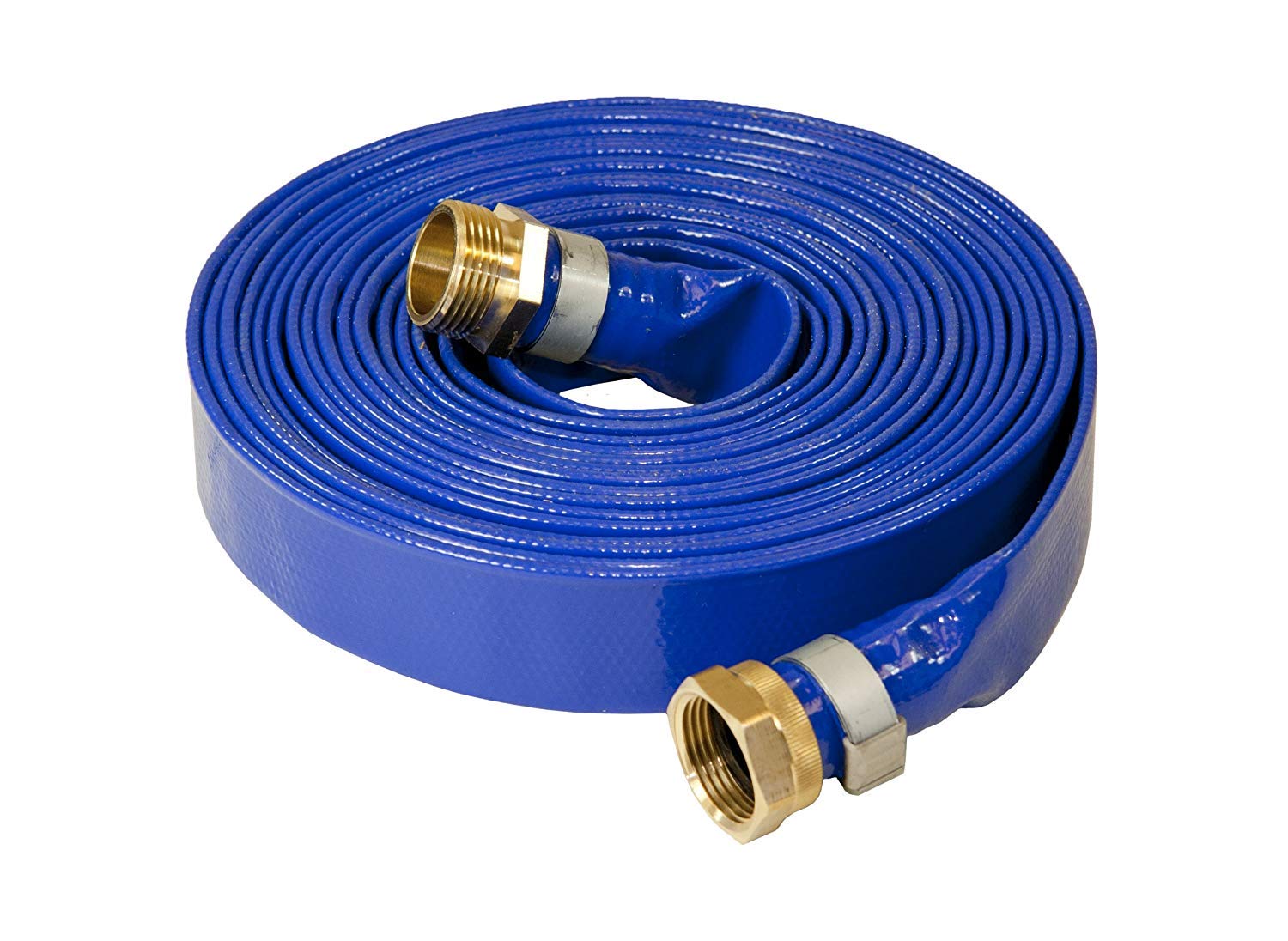 Stanios 4502-1000 Reinforced Blue PVC Lay Flat 1-Inch Water Discharge Hose with 1-Inch Threaded Couplings (50 Feet)