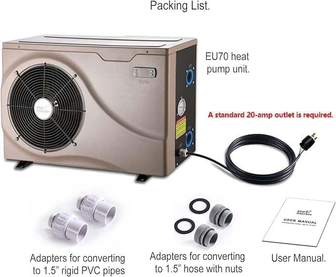 20000BTU Electric Swimming Pool Heat Pump, Plug-in Pool Heater for Above Ground and Inground Pools, Smart Control No Timer Need, Heating and Cooling Pool Warmer, 120V