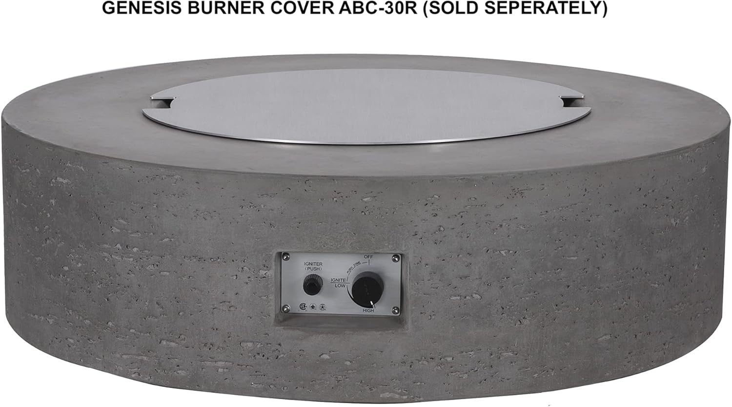 Pyromania Genesis Outdoor Concrete Fire Table, 41 Inches Round - Propane Model in Slate Gray Color