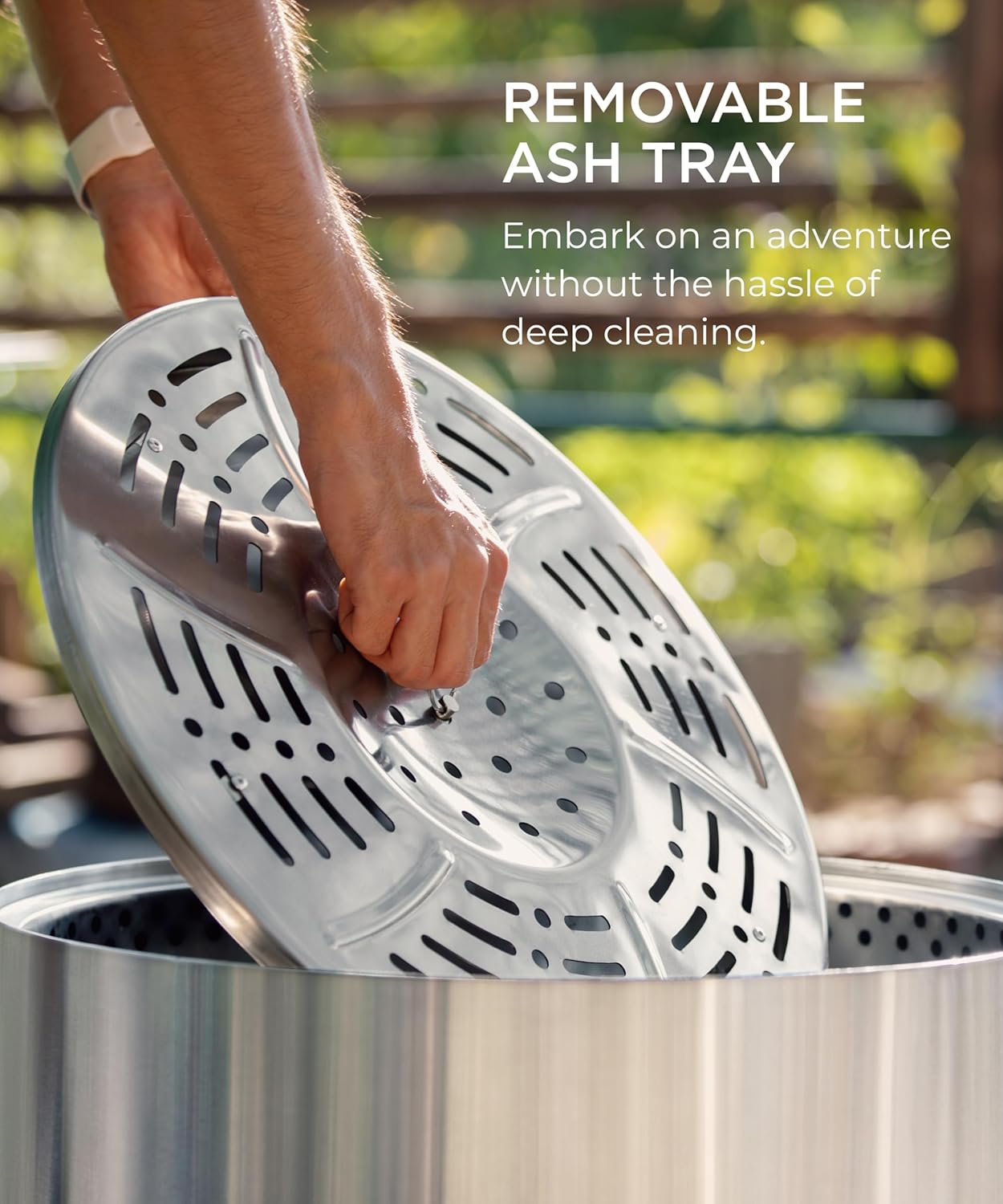 Smokeless Fire Pit, 19.7 inch Firepits for Outside with Removable Ash Pan, Portable Low Smoke Stainless Steel Outdoor Fire Pits, Lightweight Wood Burning Smokeless Firepit for Camping, Bonfire, Picnic