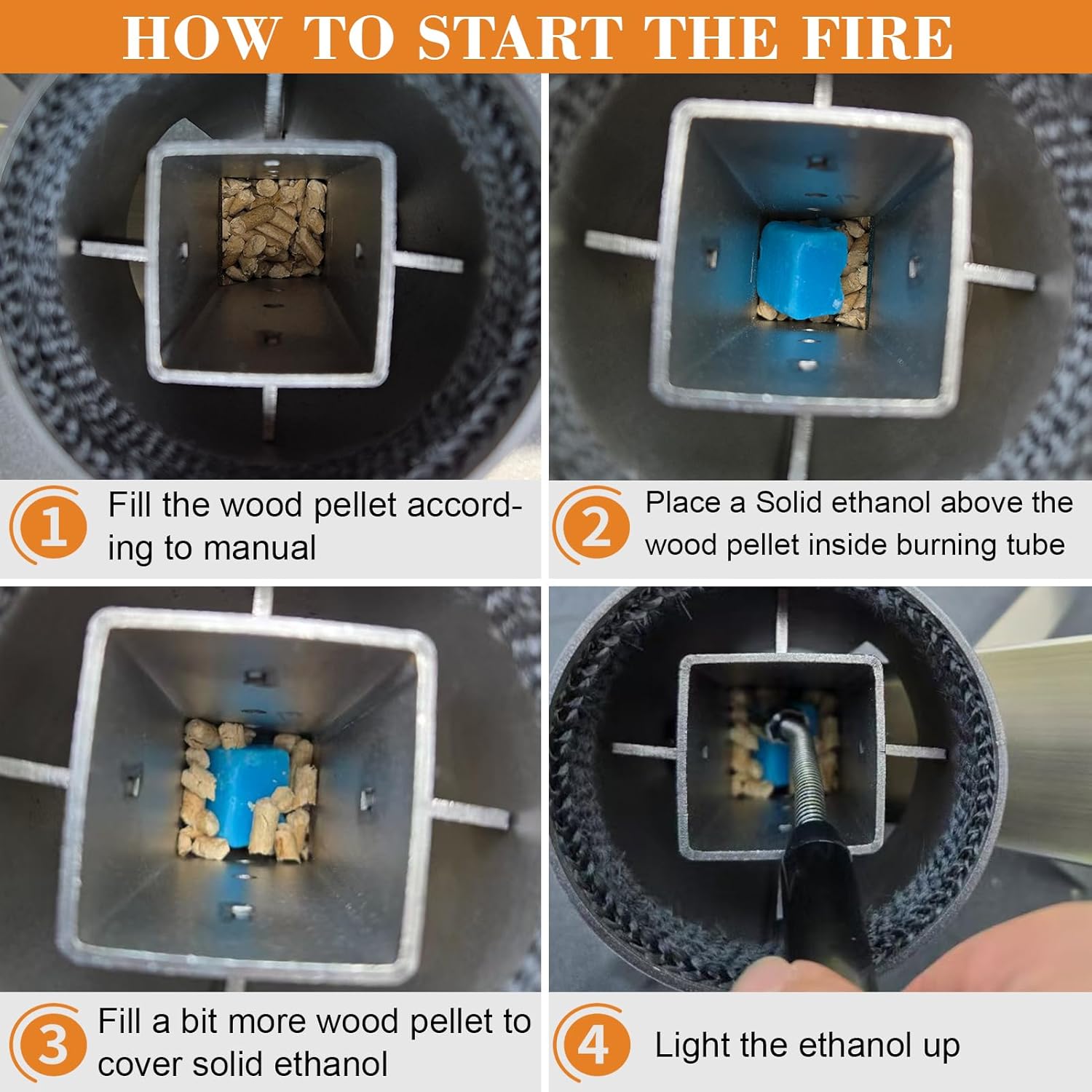 CHARMELEON Wood Pellet Fire Pits for Outside – Portable Wood Pellet Heater – Painted Stainless Steel Outdoor Fire Pit for Backyard – Patio Rocket Stove – Matte Black-S