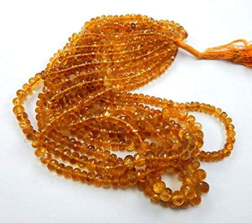 5 strands 5-8 mm micro faceted brandy madeira citrine roundel beads necklace