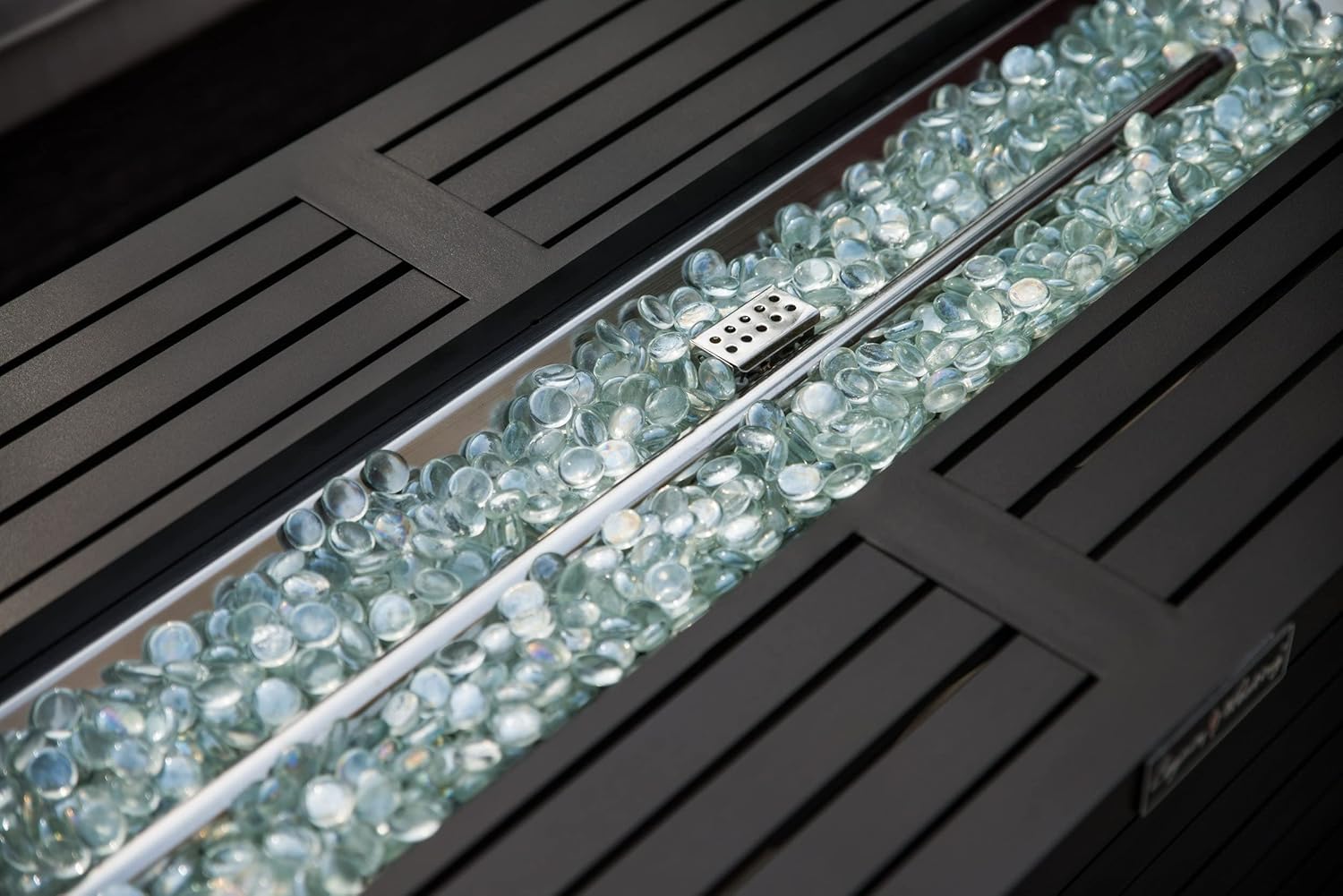 57in Outdoor Gas Propane Fire Pit Table, Rectangular Mocha Dark Brown, 50,000 Btu, Aluminum Fireplace with Lid Fire Glass, Etl Certified for Patio, Deck, Backyard (1 Doors)