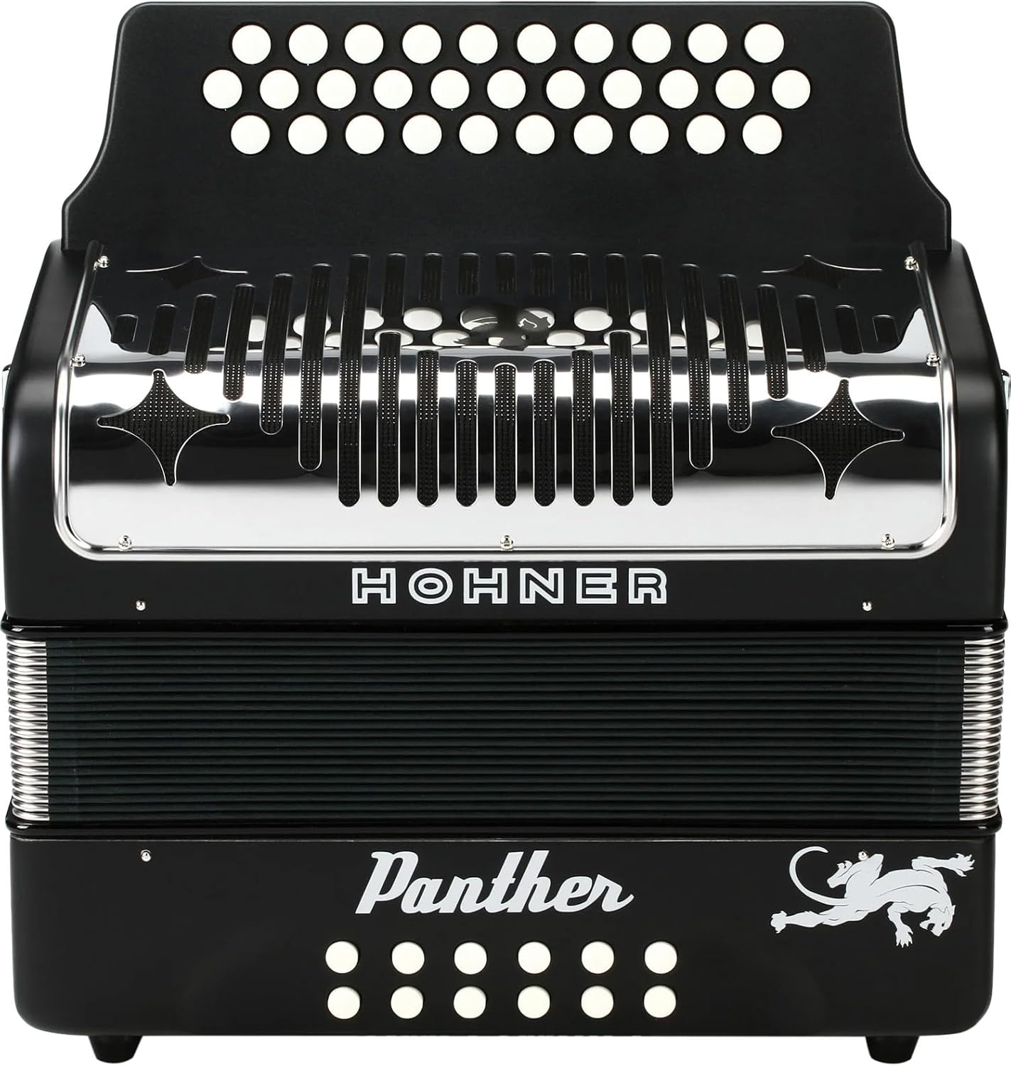 Hohner 3100GB Panther Diatonic Button Accordion in Black with accordion case and Cloth