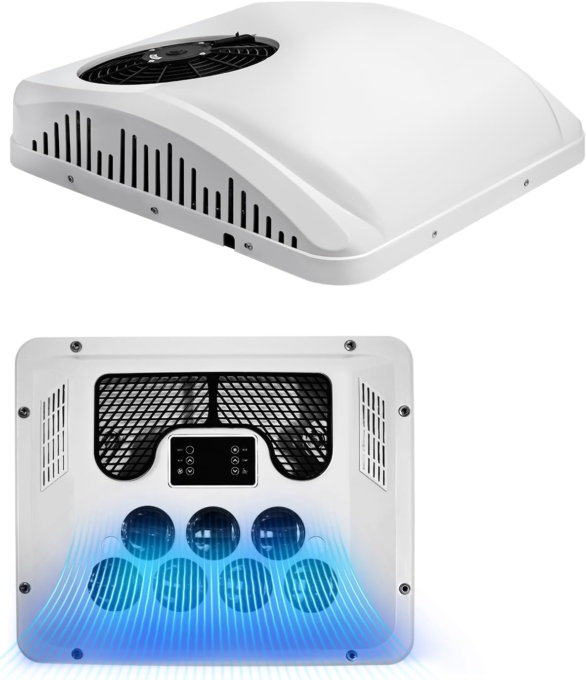 24V DC RV Roof Air Conditioner, 24 Volt Cooling and Heater Systems AC Unit Fits for RVs, Vans, Semi Truck, Cranes,Car Air Conditioner for Room up to 100 Sq. Ft