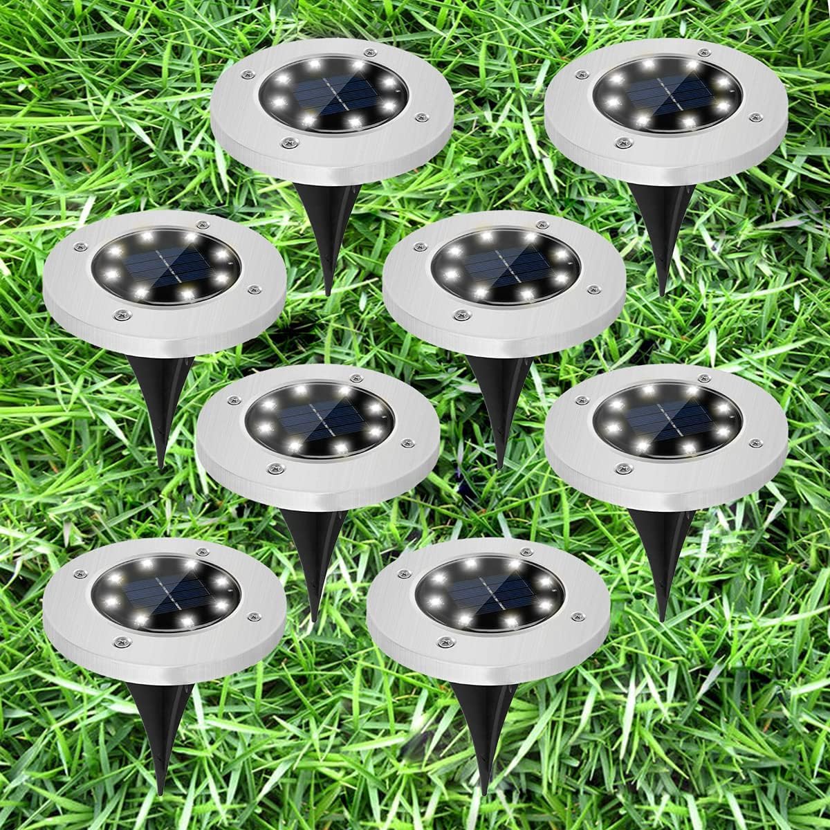 Jaycomey Solar Ground Lights Garden Lights Outdoor Waterproof In-Ground Landscape Lighting