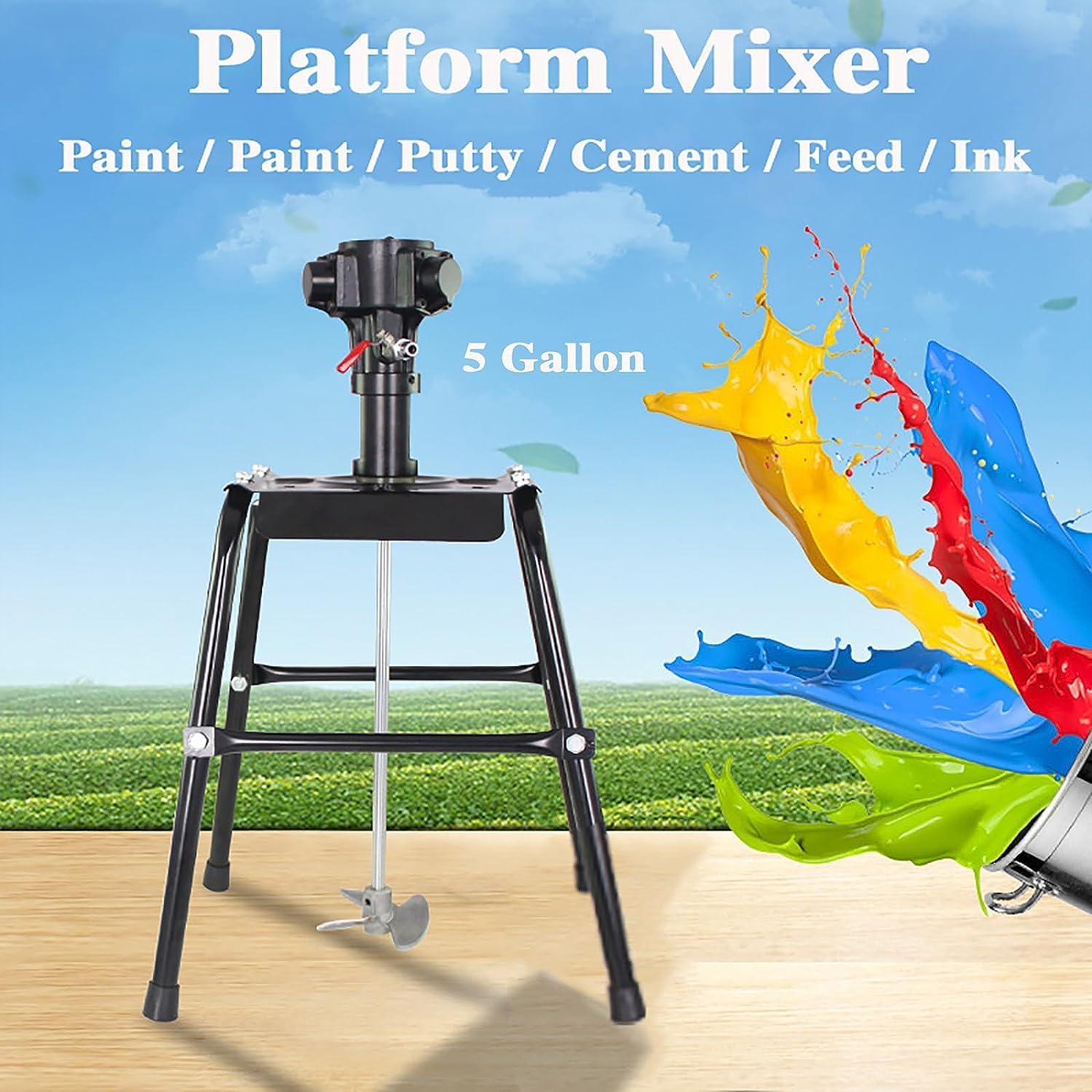 Pneumatic Paint Mixer Machine, 5 Gallon Platform Type Stirring Machine, Stainless Steel Air Mixer Machine, for Paint Coating Materials Viscous Liquid Ink Mix Tool(