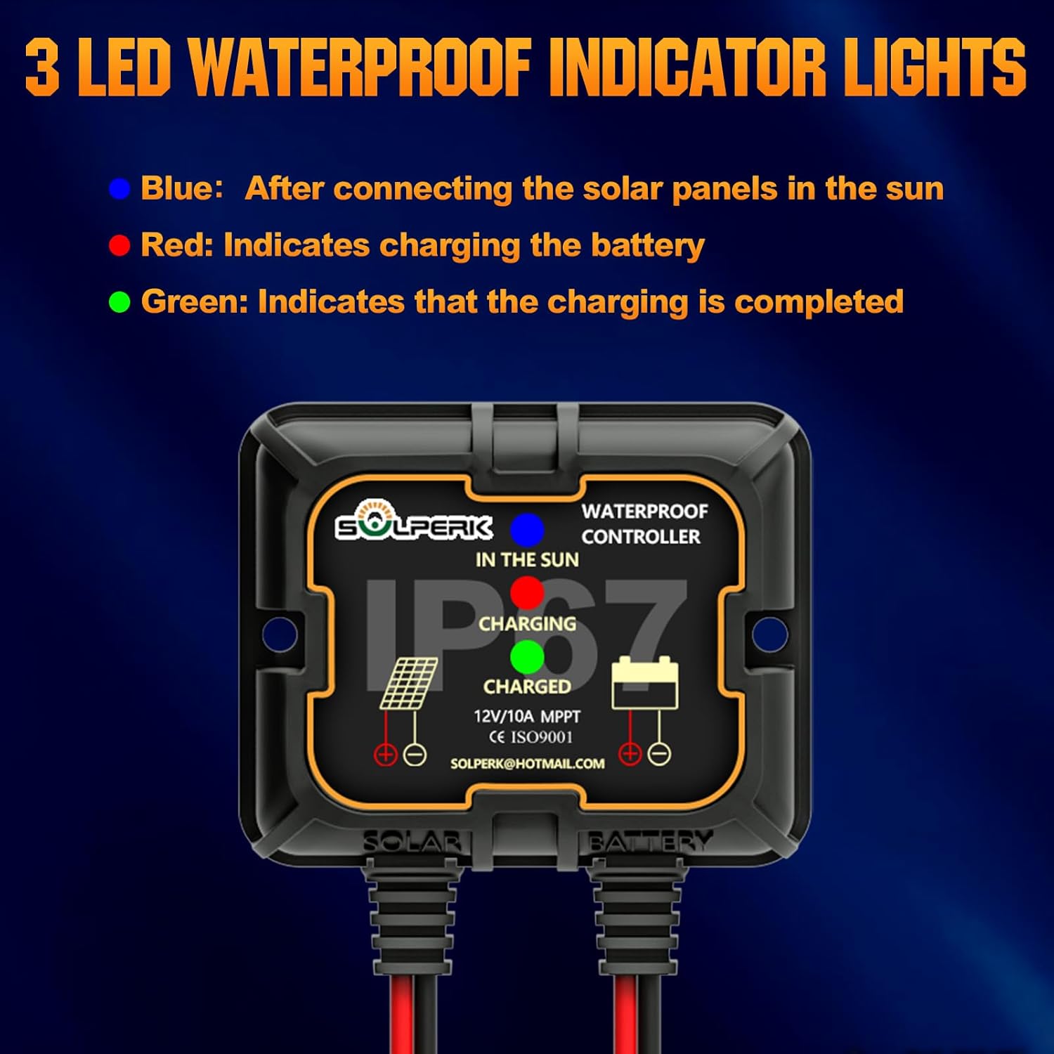 SOLPERK 100W Solar Battery Charger Solar Battery Maintainer + Smart 10A MPPT Charge Controlle, Solar Panel Kit for Car RV Boat Motorcycle，12V Waterproof Solar Panel Charger Trickle Charging