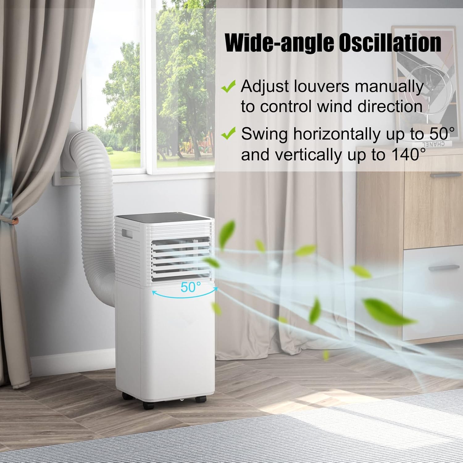 Portable Air Conditioner, 10,000 BTU AC Unit with Dehumidifier, Fan & Sleep Mode, Air Cooler w/2 Wind Speeds & 24H Timer, Touch Panel & Remote Control, Includes Exhaust Hose/Window Kit