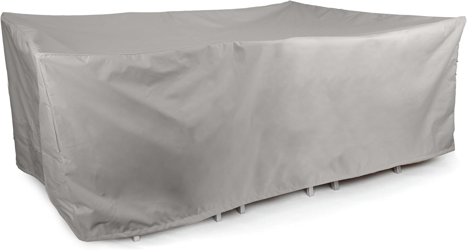 Covermates Ultima Rectangular Fire Pit Chair Set Cover – Waterproof Heavy-Duty Outdoor Protection with Ripstop Polyester, Mesh Air Vents & Secure Buckle Straps, Square 138W x 68D x 30H, Ripstop Grey