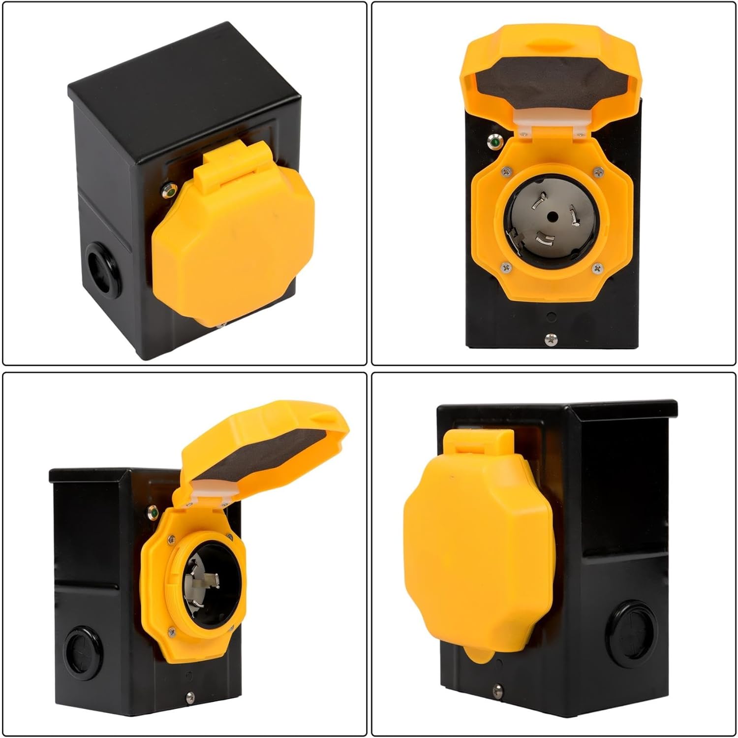 labwork 15FT 50 Amp Generator Extension Cord and Inlet Box Generator Cord NEMA 14-50P/SS2-50R 125/250V Twistlock Connector Yellow