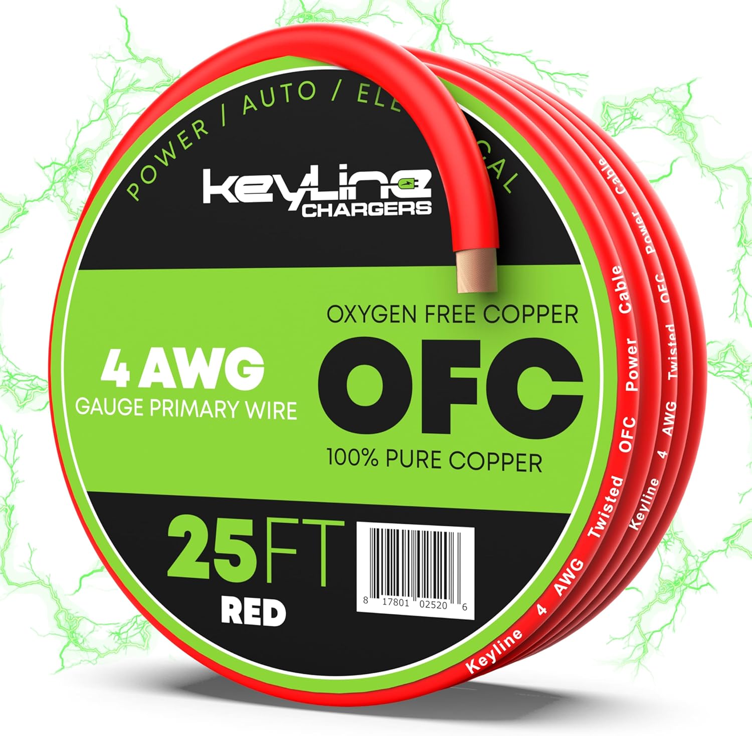 4 Gauge Wire (25ft) AWG Amp Battery Cable for Automotive Electrical Wiring - Oxygen Free Copper (OFC) Welding Cable 4GA - Car Amplifier Power & Ground Cable, Stereo Audio Speakers, RV Trailer Wiring