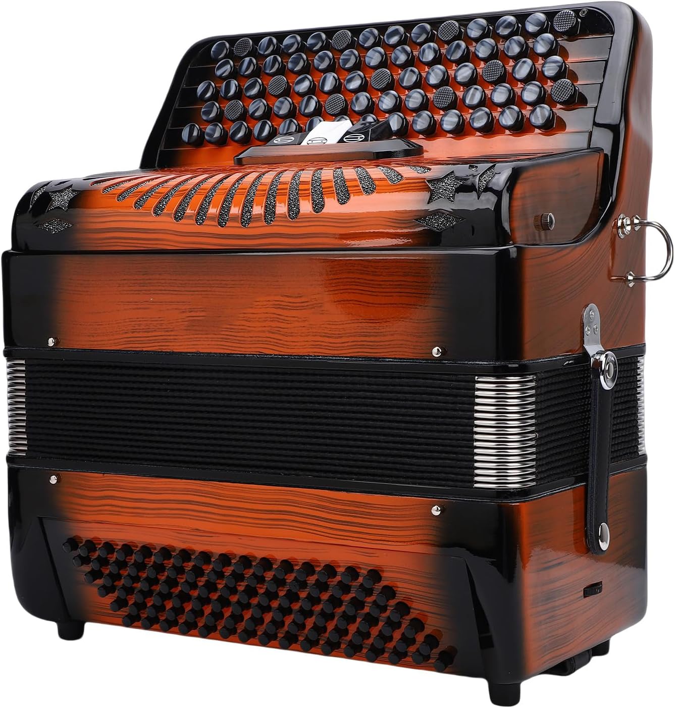 Eujgoov Chromatic 69 Key 96 Bass Accordion F B E Tuning Orange Bundle with Gig Bag Adjustable Straps for Beginners Pros