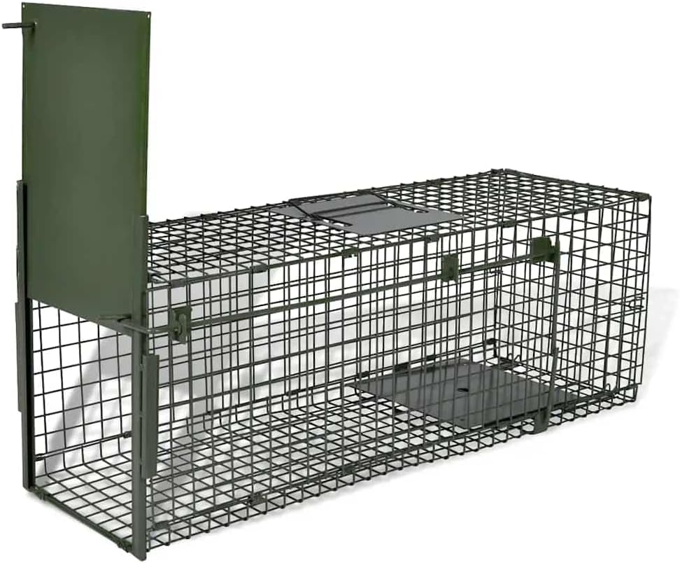 Live Trap for Cats, Raccoons, Small Animals, 1-Door Steel Wire Mesh Humane Animal Cage, 2'7