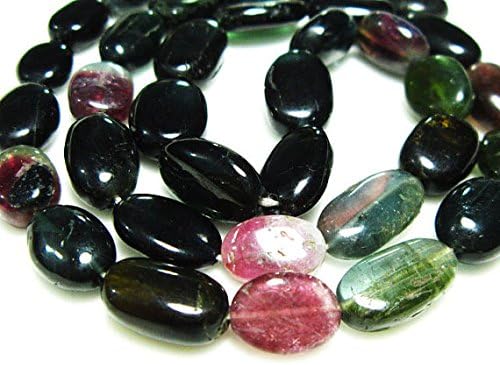 13 inch natural beads strand of 8-13mm smooth nugget tourmaline gemstone beads for DIY jewelry - necklace, bracelet, earring, ring.