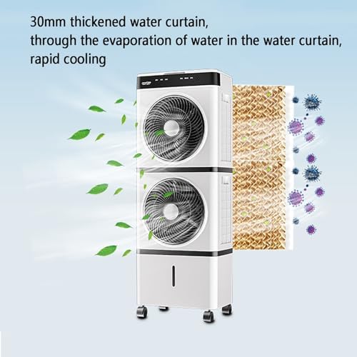 Mobile Air Conditioners, Portable Evaporative Air Cooler, Cooling Fan with Remote,12h Timer,14l Water Tank,3 Speeds, Personal Swamp Cooler for Room Office Garage Indoor Outdoor Use(126cm(49.6in))