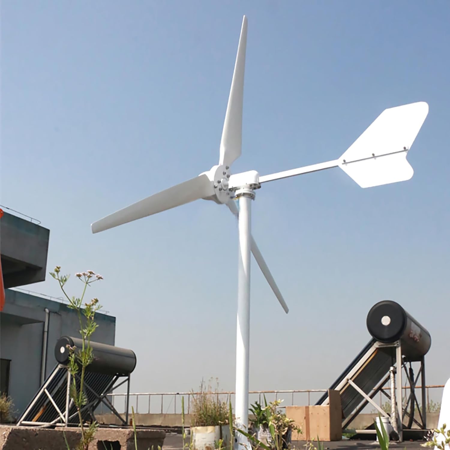 5000W 48V Horizontal Wind Turbine 1.6M Blades 5KW Wind Generator Kits with PWM Charge Controller Home Farm Off Grid System to Charge 48V Battery (No Mast)
