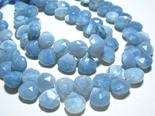13 inch natural beads strand of 9mm faceted heart blue opal gemstone briolletes beads for DIY jewelry - necklace, bracelet, earring, ring.