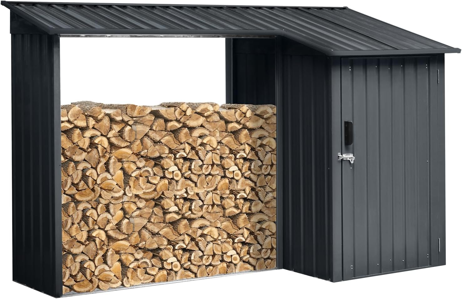 Wood Shed – Durable Galvanized Steel Firewood Storage, Rust & Weather Resistant, Open Design for Easy Access, Multi-Functional Tool Storage for Yard & Garden Use