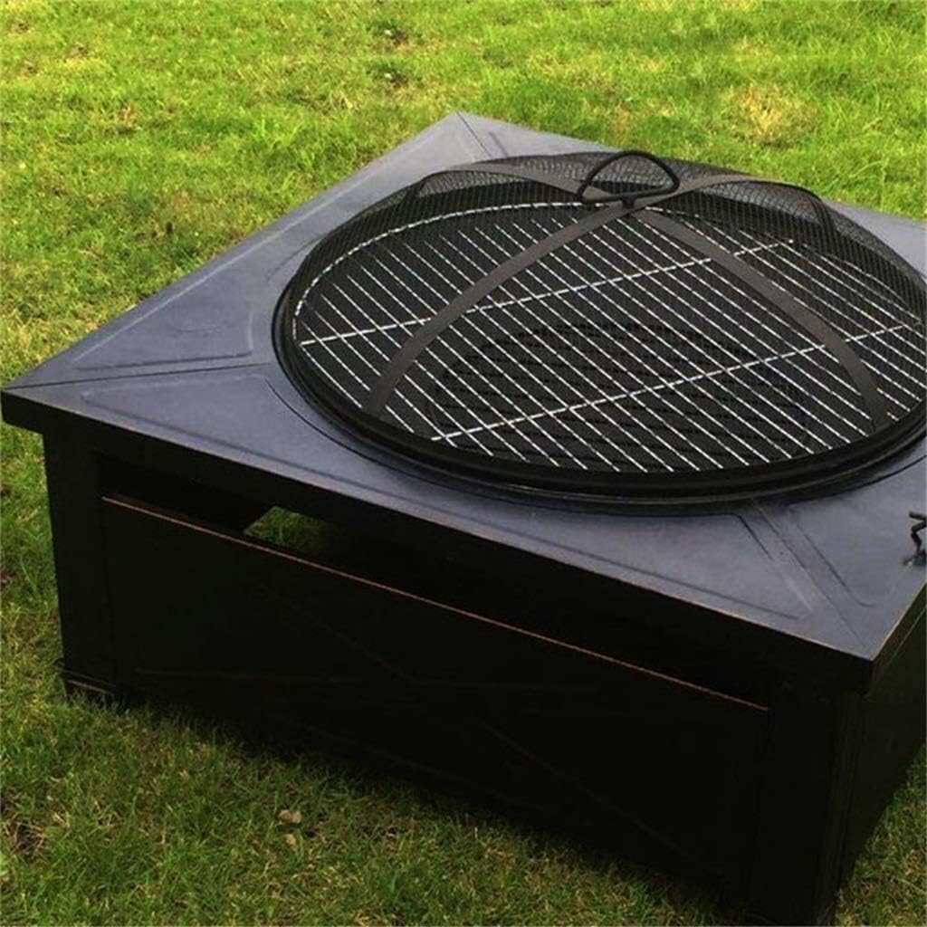Outdoor Fire Pit 32'' Outdoor Fire Pit Table,Multi-Purpose Square Fireplace, Backyard Patio Garden Outside Wood Burning Heater,BBQ, Ice Pit