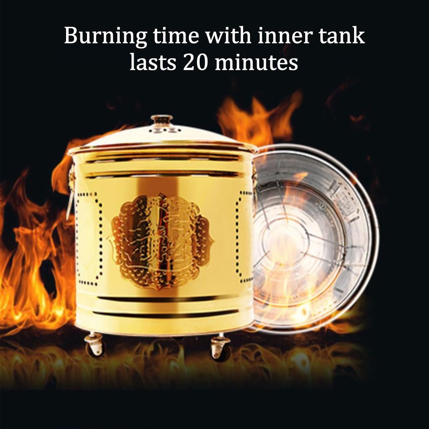 Fire Pit Stainless Steel Incinerator Cage Paper Burner Incinerator with Lid Burn Barrel Wood Burning Fire Pit Backyard Bonfire Fire Pit for Home and Garden.(Silver,48x53CM/18.9x20.9IN)