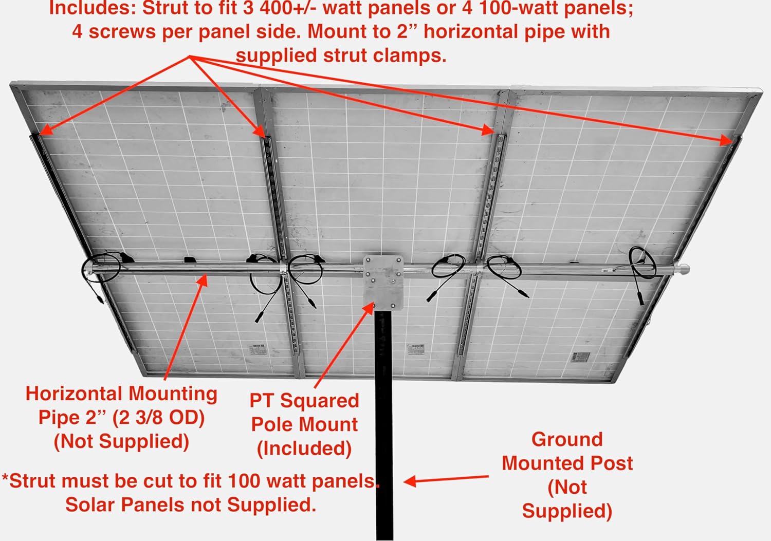 Solar Panel Top of Pole Mount Bracket and Panel Mounting Kit for 4