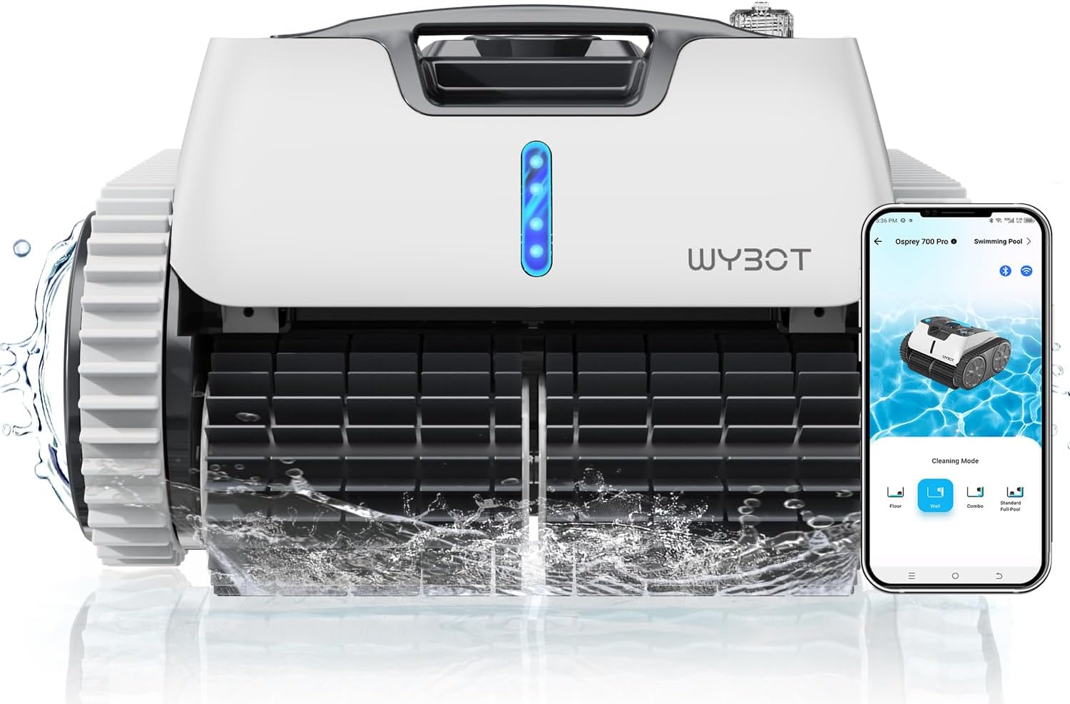 WYBOT Robotic Pool Cleaner with APP, Wall Climbing Pool Vacuum, 65W Excellent Power, Smart Navigation, 9200mAH Large Battery, LED Indicator, Robot Pool Vacuum for Inground Pools, Osprey 700 Pro.