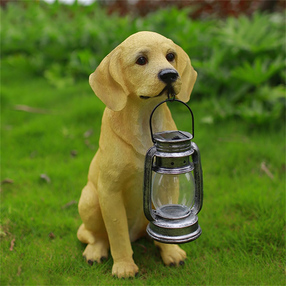 Garden Dog Statues with Solar Lights, Outdoor Dog Figurines with Solar Lantern,Dog Decorative Sculpture, Pet Dog Garden Statue,Resin Dog Standing Statue,Solar Simulation Puppy Lantern,B