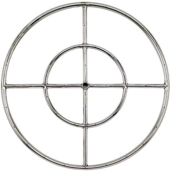 American Fire Glass Round Stainless Steel Fire Pit Burner (SS-FR-24-LP), Propane, 24-Inch