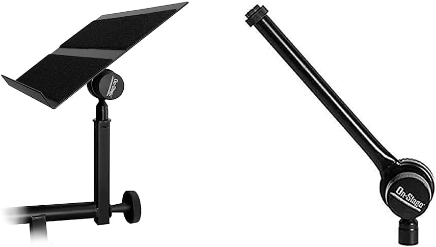 On-Stage KSA8585 Keyboard Accessory Tray & Posi-Lok Mini Microphone Boom Arm, Black