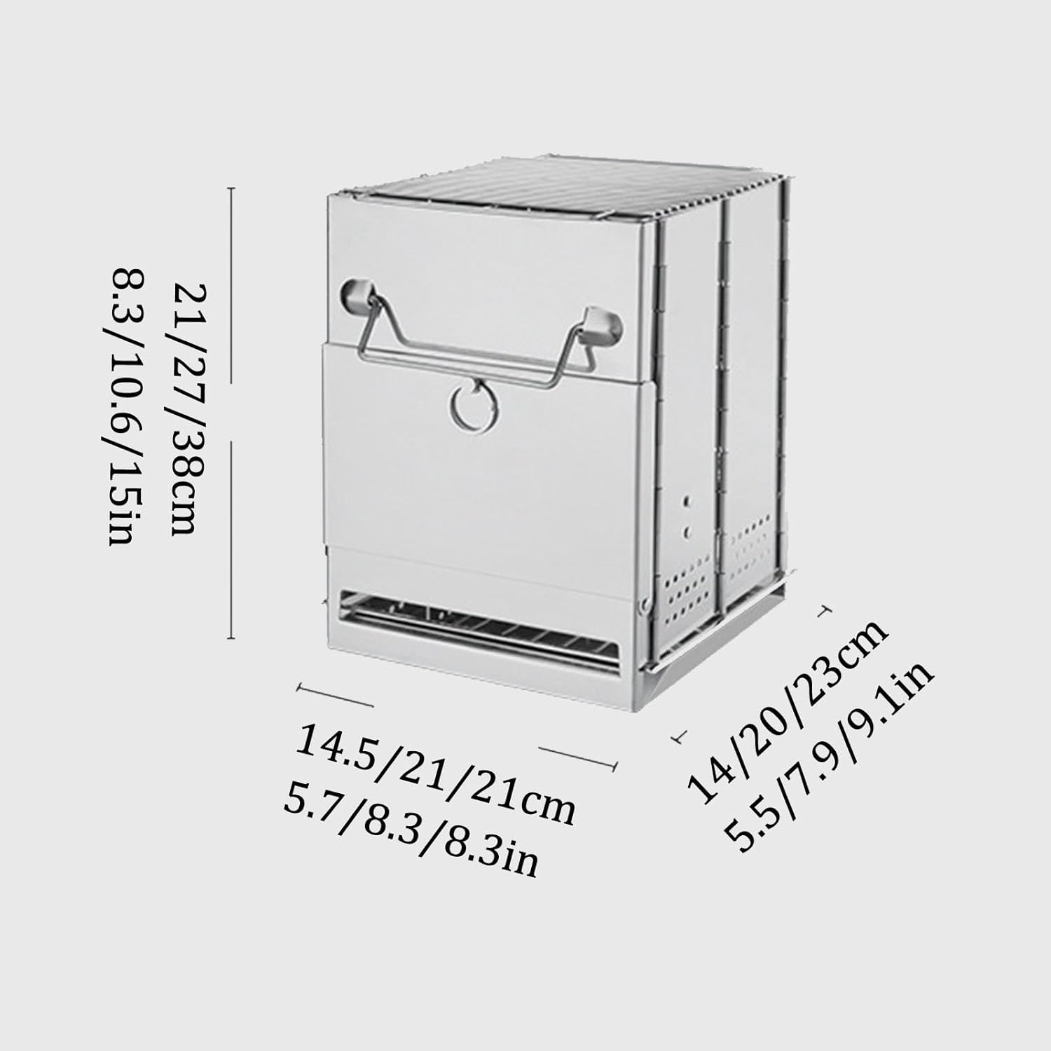 Backyard Wood Burning Stove Stainless Steel Folding Wood Burning Stove Small Fire Pit for Camping Bonfire Barrel Outdoor Easy to Carry Applicable to Home and Garden.(21x20x27CM/8.3x7.9x10.6IN)