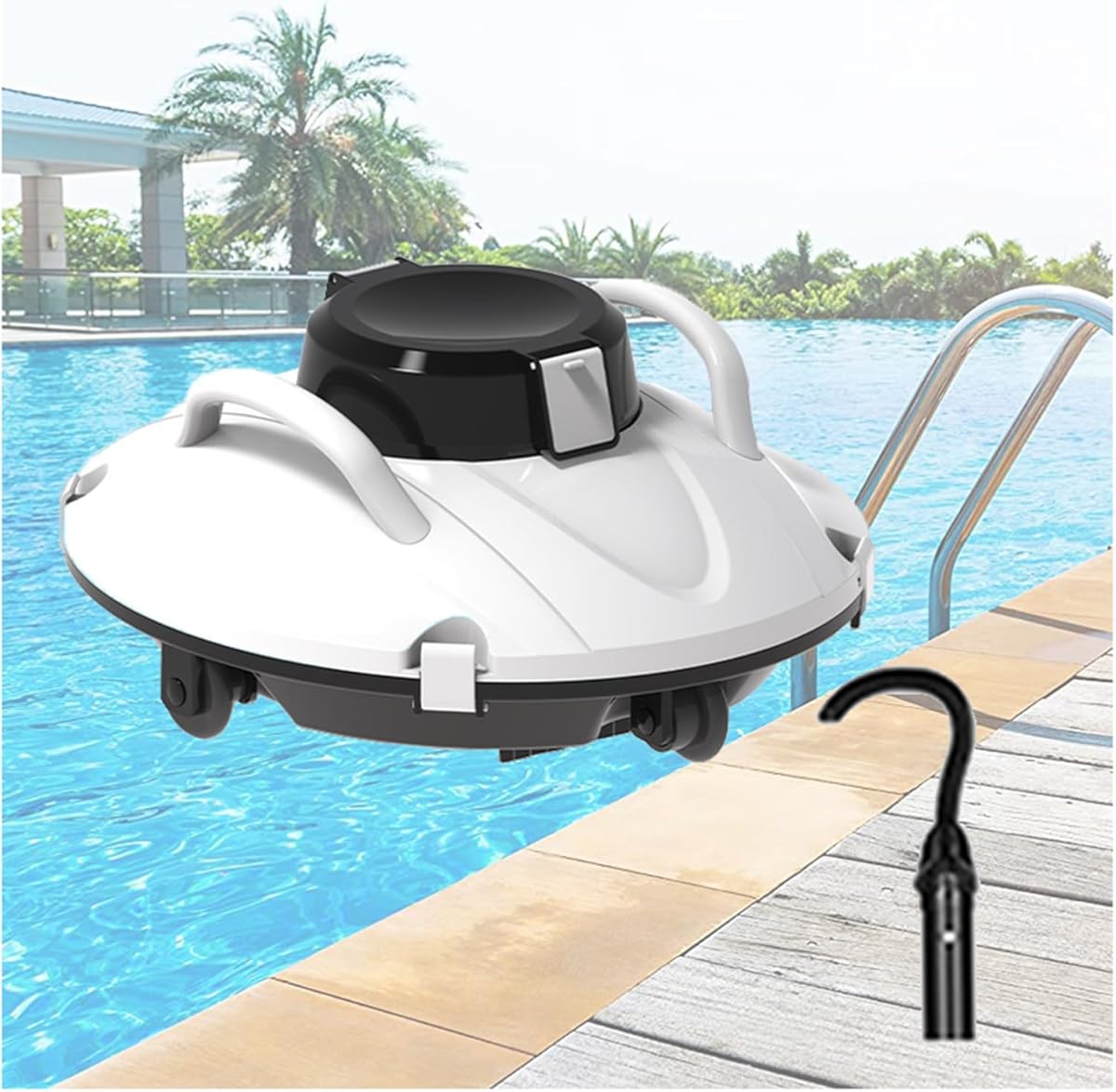 Cordless Automatic Robotic Pool Cleaner with Low Battery Automatic Docking Function for Above Ground Pool & Inground Swimming Pool Rechargeable