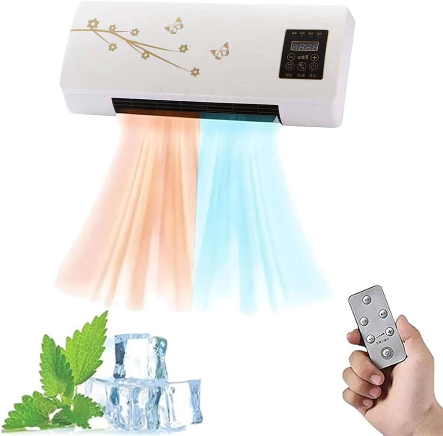 Glenmi Wall Mounted Air Conditioner, Small Heating Air Conditioner Fast Natural wind/Heating for Room, Household Wall Hanging Air Conditioning Heater Bathroom Air Conditioning Hot Fan(B)