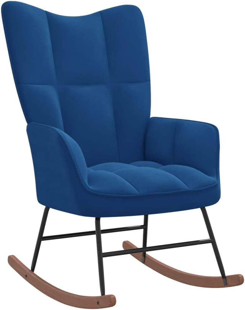 Rocking Chair Blue Velvet,Modern Velvet Rocking Chair with Padded Cushion for Living Room Patio Furniture & Accessories, Chairs for Patio
