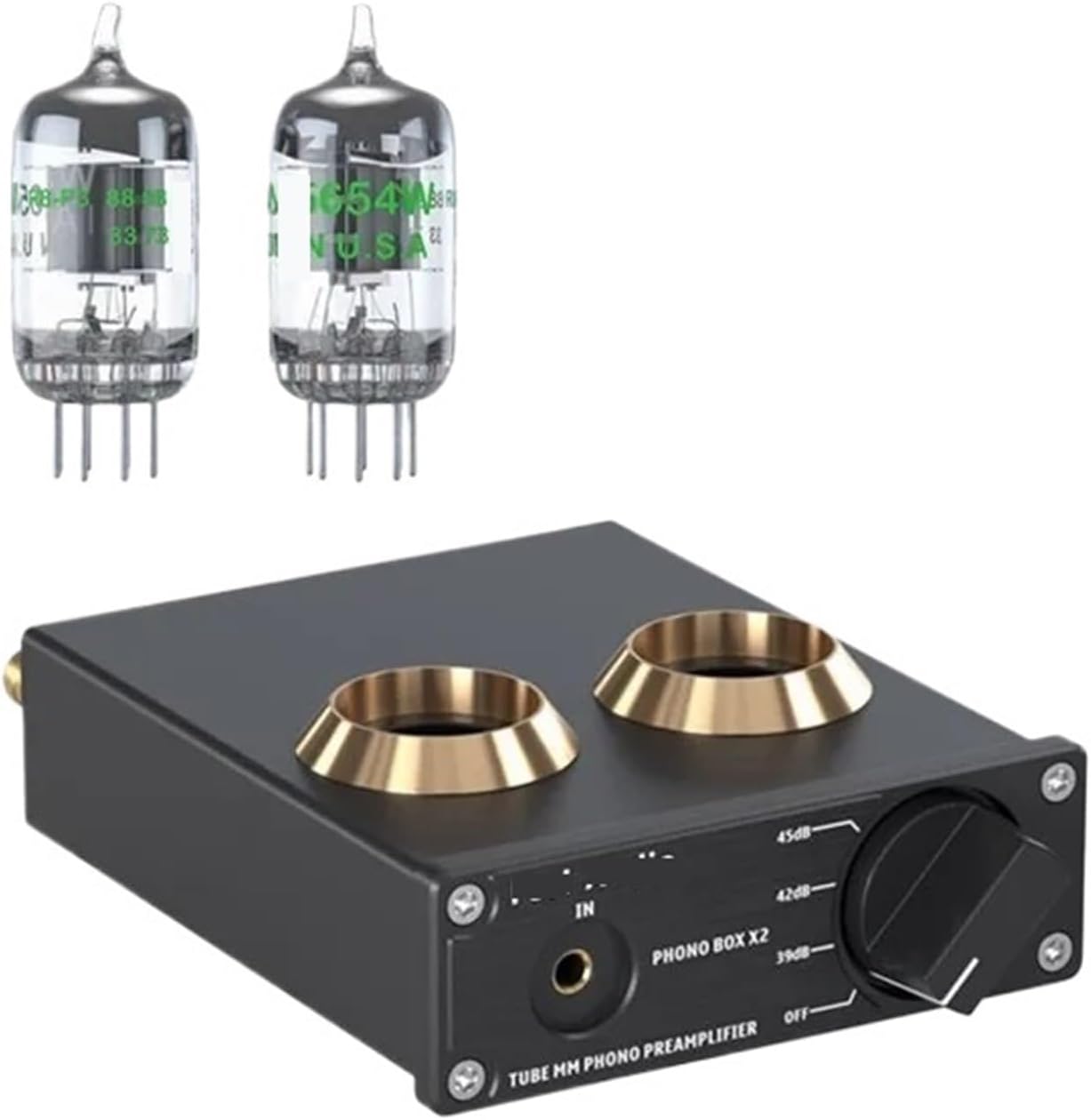 Phono Preamplifier for Turntable Phonograph Preamplifier Mini Stereo Audio HiFi Tube Amplifier Box X2 Suitable for DIY(with 5654W Tubes)
