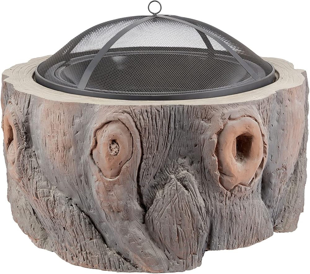 Campfire Patio Fire Pit, Fire Pit Outdoor Wood Burning,Outdoor Fire Pit Bowl, Round Wood Burning Patio Firebowl with Portable Poker and Spark Screen 29.5In