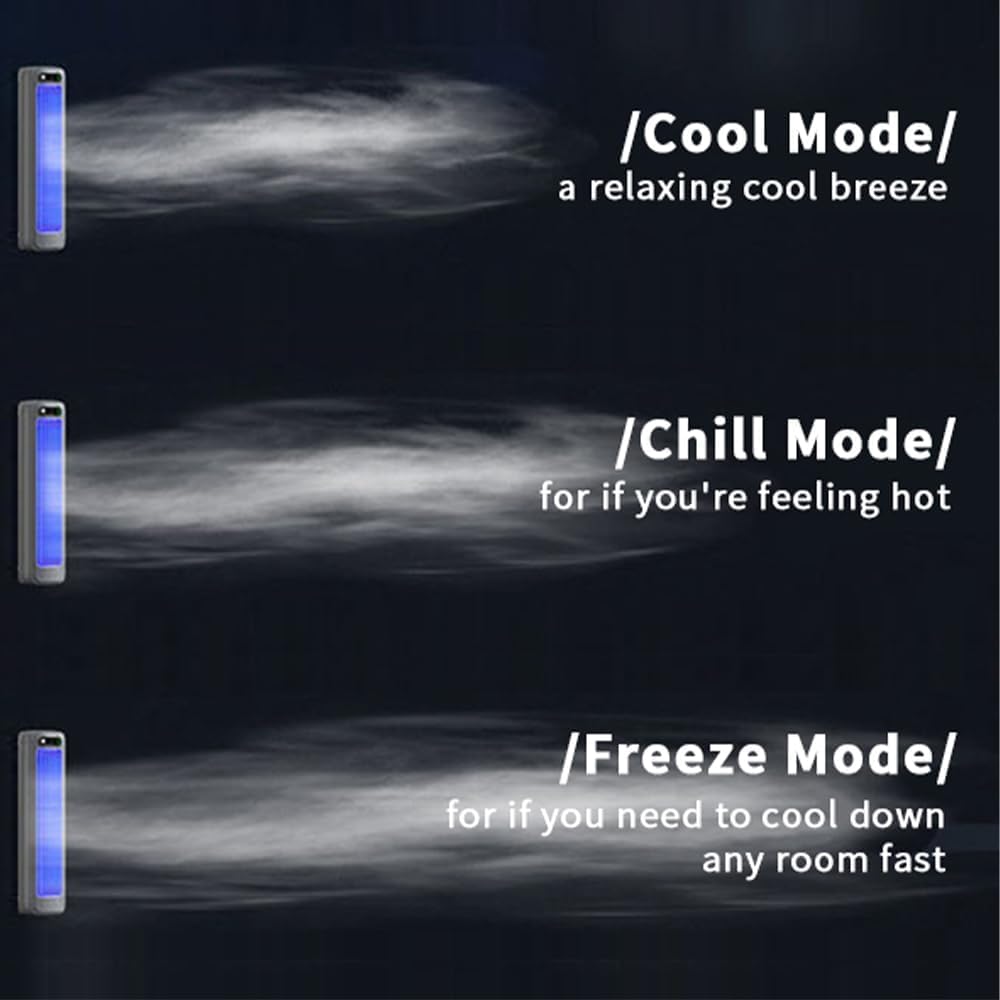 Qinux Brizaac Imwing Portable Bladeless Air Conditioner, 3 Quiet Speed Cooling Fan, USB Wall Mount AC Unit, Efficient Gray Cooling Tower for Home & Office