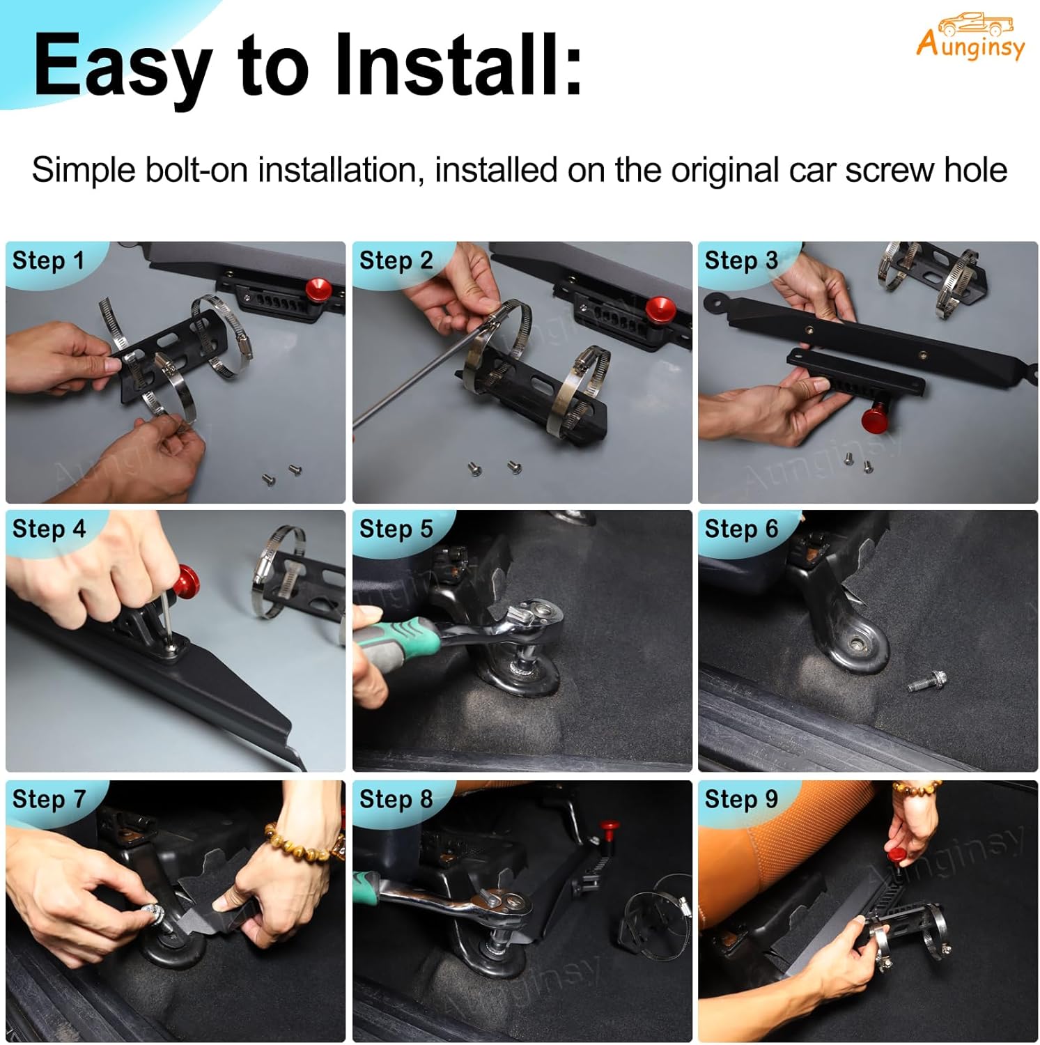 Car Co-Pilot Under Seat Quick Release Roll Bar Fire Extinguisher Mount Bracket Compatible with Toyota Tundra 2007-2021, Adjustable 2 Clamps Fire Extinguisher Bottle Tie Holder Billet Accessories