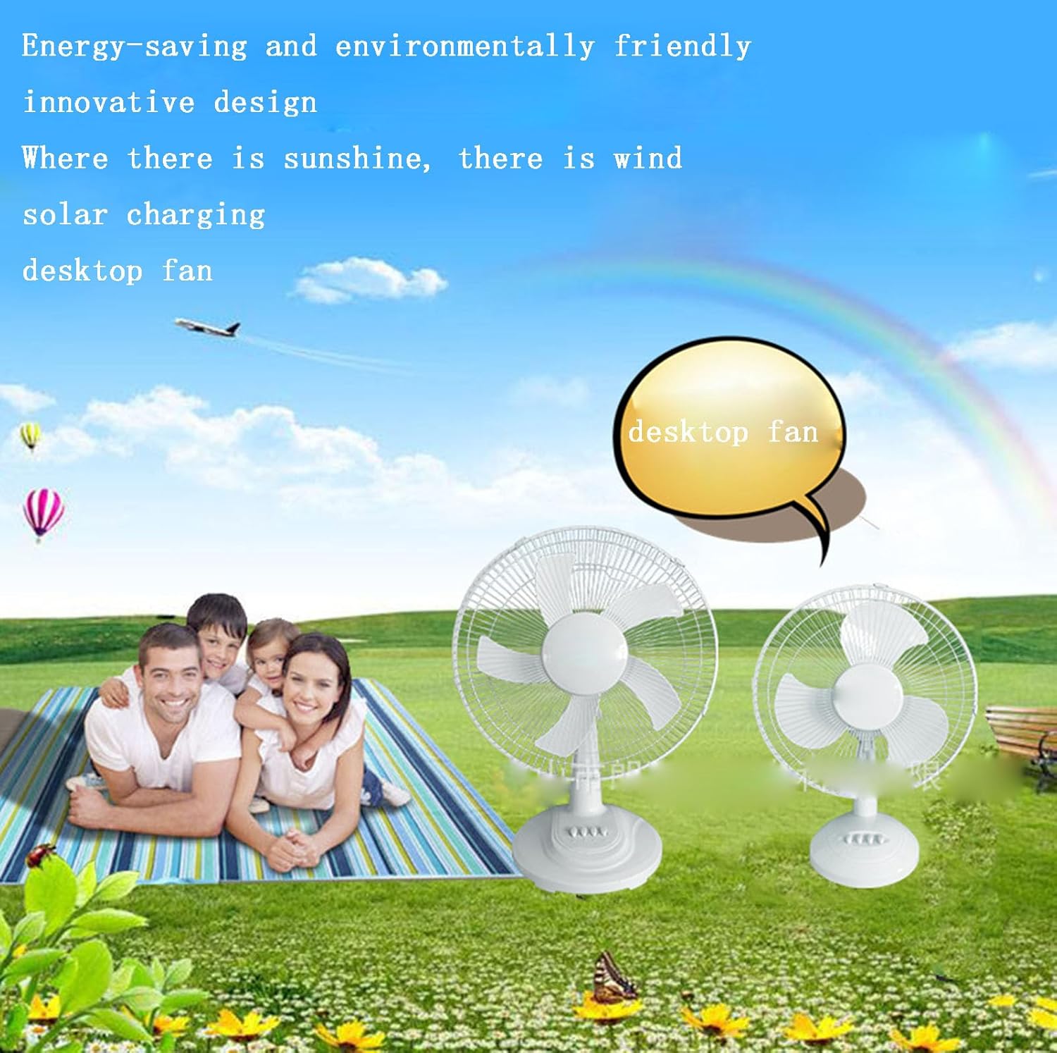 12/16 Inch 15W W/6W Solar Panel 12v AC/DC Solar Fan with Panel and Battery,Portable 3 Gears Wind Speed Solar Fan,3/5 Blades (16 inches (Five Blades))