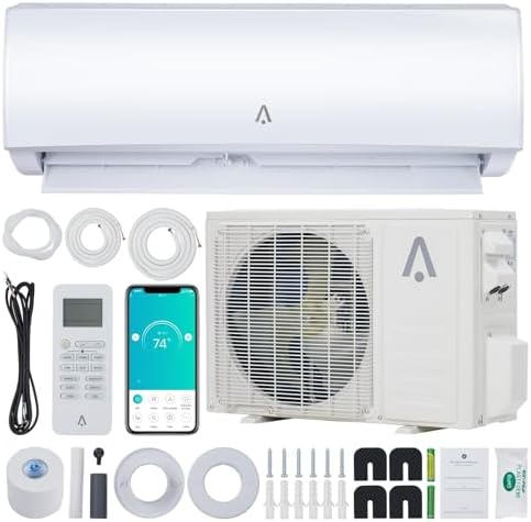 9,000 BTU Mini Split Air Conditioner & Heat Pump, 19 SEER2 High Efficiency Ductless AC System, Inverter Technology, Smart WiFi Control, Cooling & Heating for Rooms Up to 450 Sq.Ft., 115v
