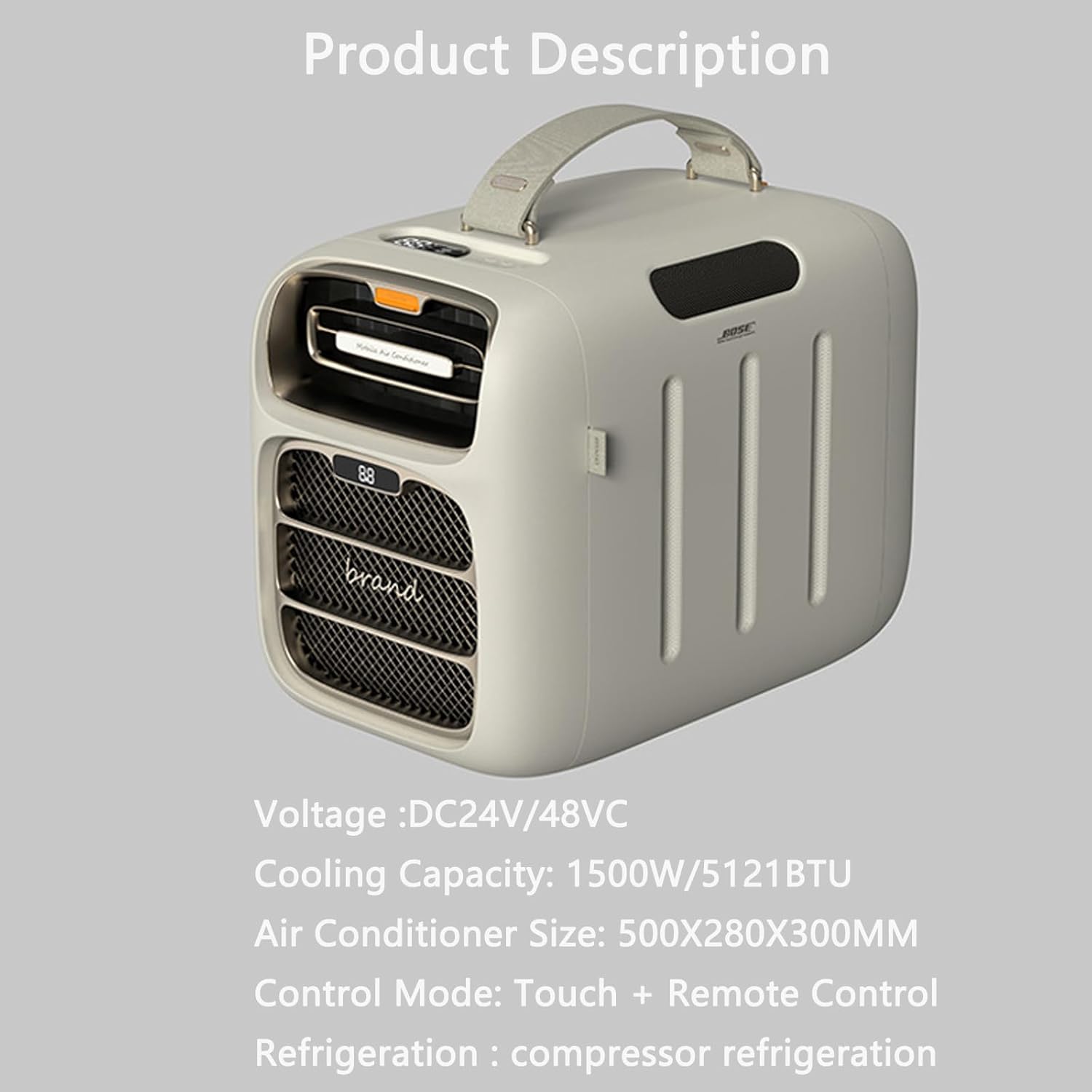 Portable Air Conditioner, Rv Air Conditioner, Cooling/Heating,500W Low Power Consumption, Timing,12V/24V DC,3 Wind Speeds