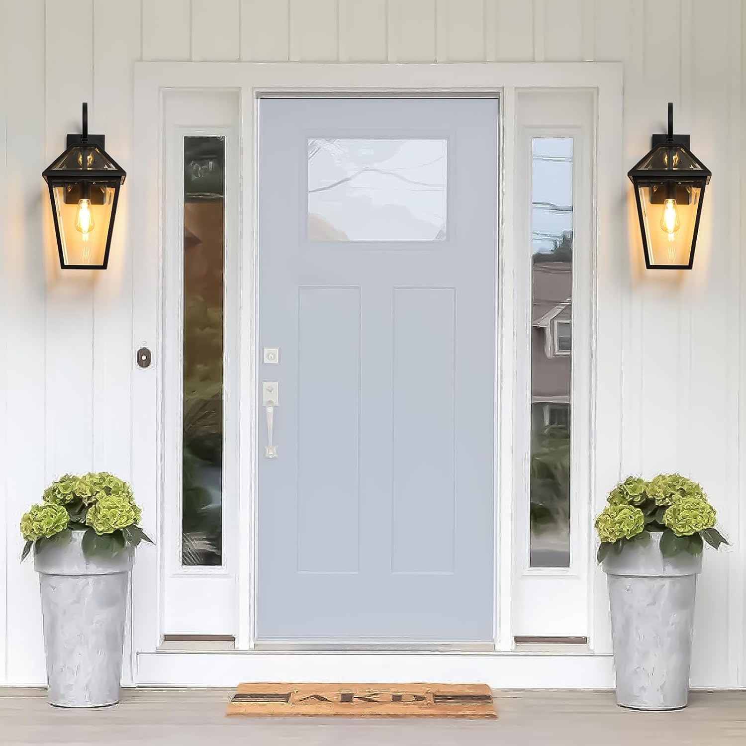 Outdoor Wall Lamps Fixtures Set of 2, Waterproof Exterior Wall Light, Patio Modern Lantern, Metal Outdoor Light with Glass Shade for Garage Front Door