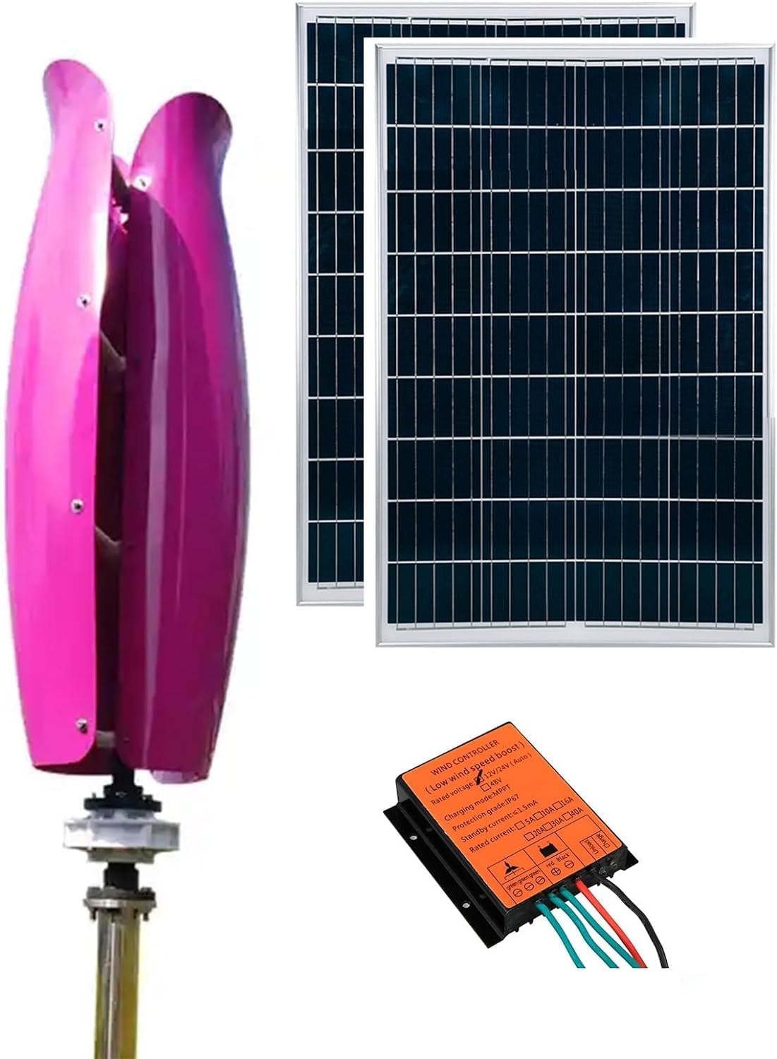 CHRISK 12000W Wind Turbine Vertical Axis Wind Turbine Set Breeze Start Wind and Solar Complementary Power Generation System