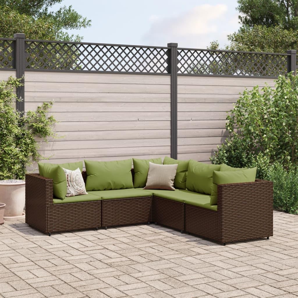 Furniture Sets 5 Piece Patio Lounge Set with Cushions Brown Poly Rattan,Modular Outdoor Patio Furniture Set with Comfortable Padded Cushions for Backyard, Terrace and Garden Garden Conversation Sets
