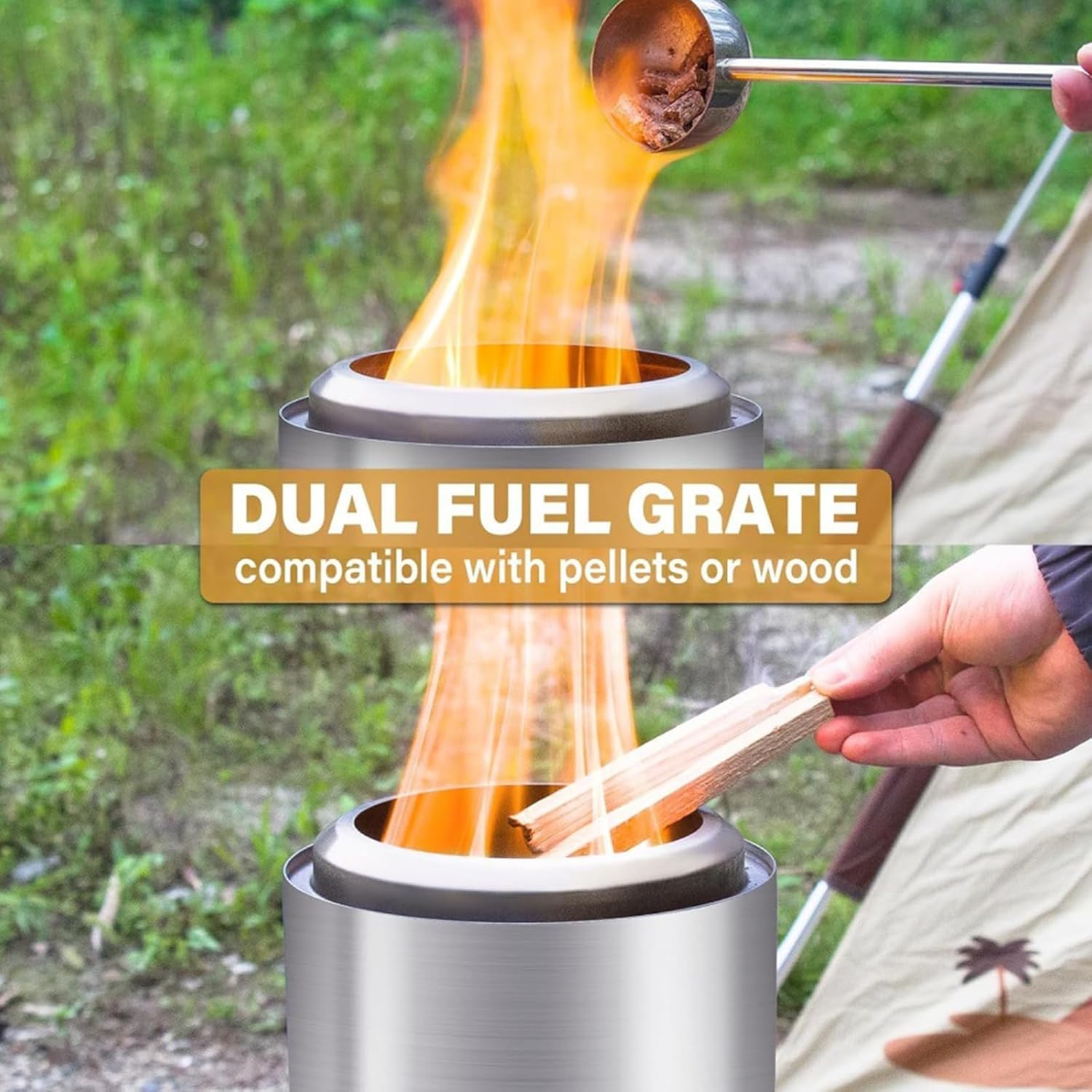 Portable Stainless Steel Wood Burning Stove Bonfire, Easy to Carry, Smokeless Firepit for Outside Outdoor Patio Camping Backyard