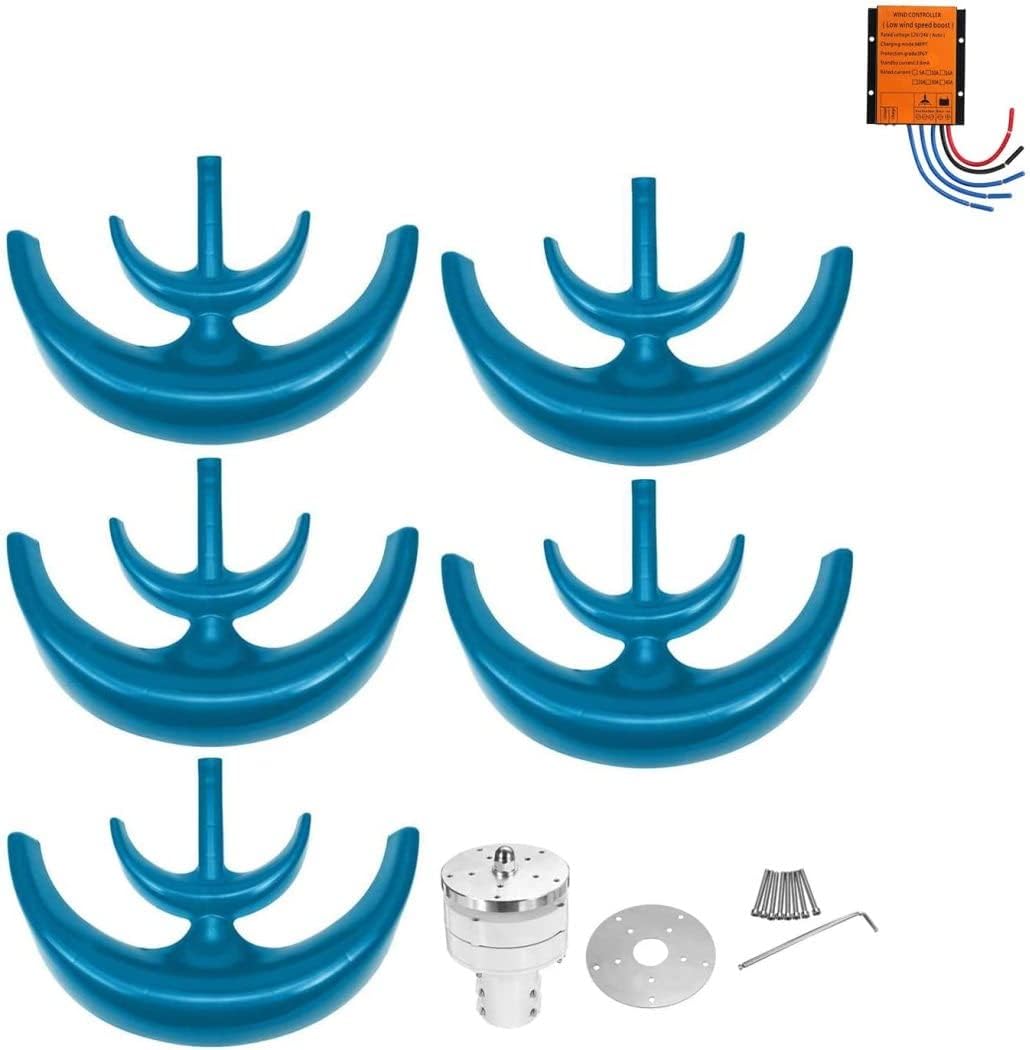 LiuSj JUnSt Vertical Axis Lantern Wind Turbines Generator Kit, 8000W 12V 24V 48V 5 Blades Low Noise Vertical Wind Generator for Home Hybrids Streetlight Use(Blue)