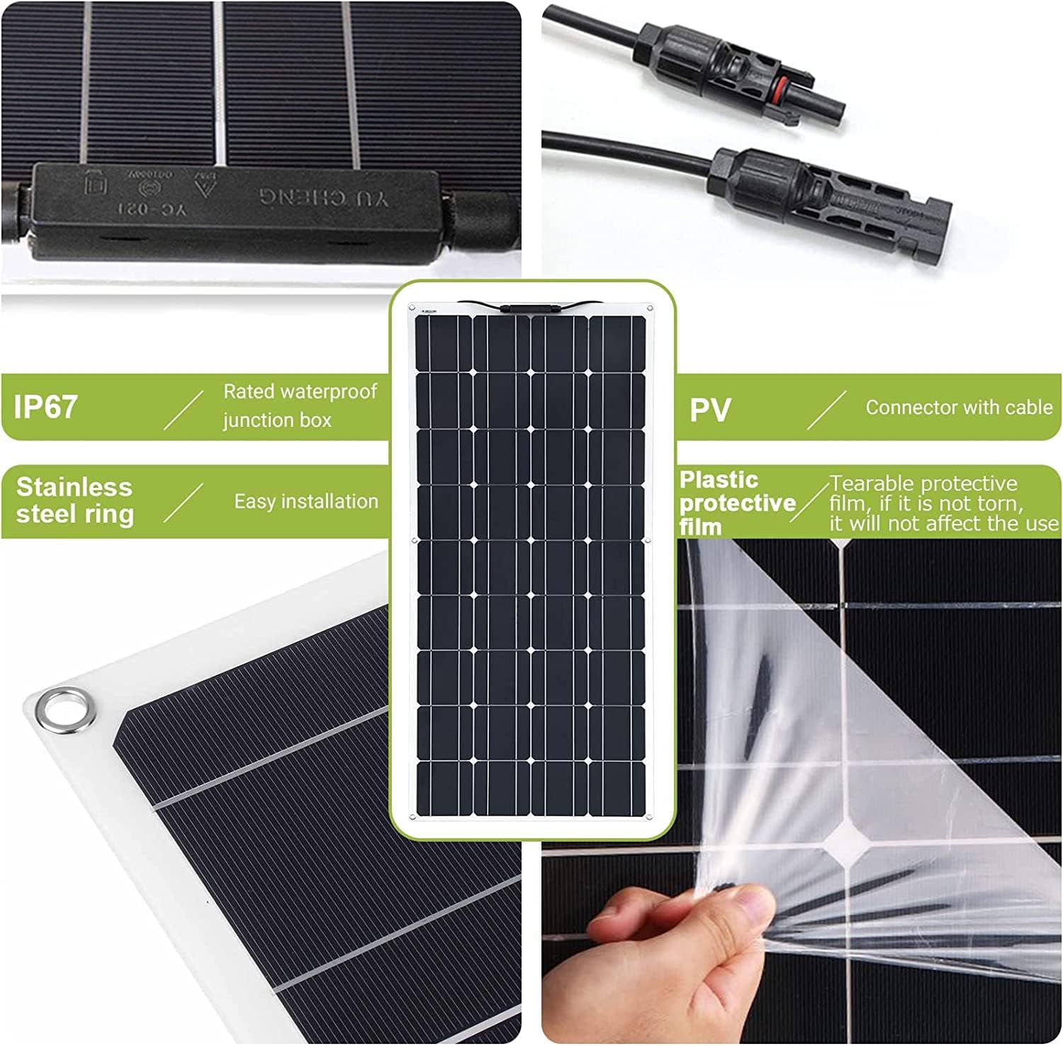 1200 Watt Solar Panel Kit, 4 × 300 Watt Flexible Solar Power Panel Photovoltaic Module with 40A Solar Charge Controller Monocrystalline Solar Panel for Camping Off Grid Battery Charging Boat