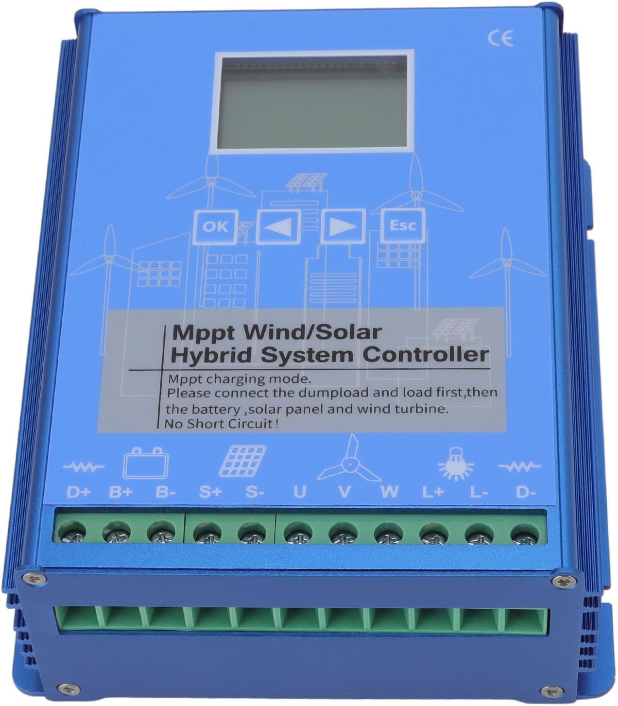 BRRNOO MPPT Solar Controller with LCD Screen, 24V/48V Wind Charge Controller for Solar Wind Systems