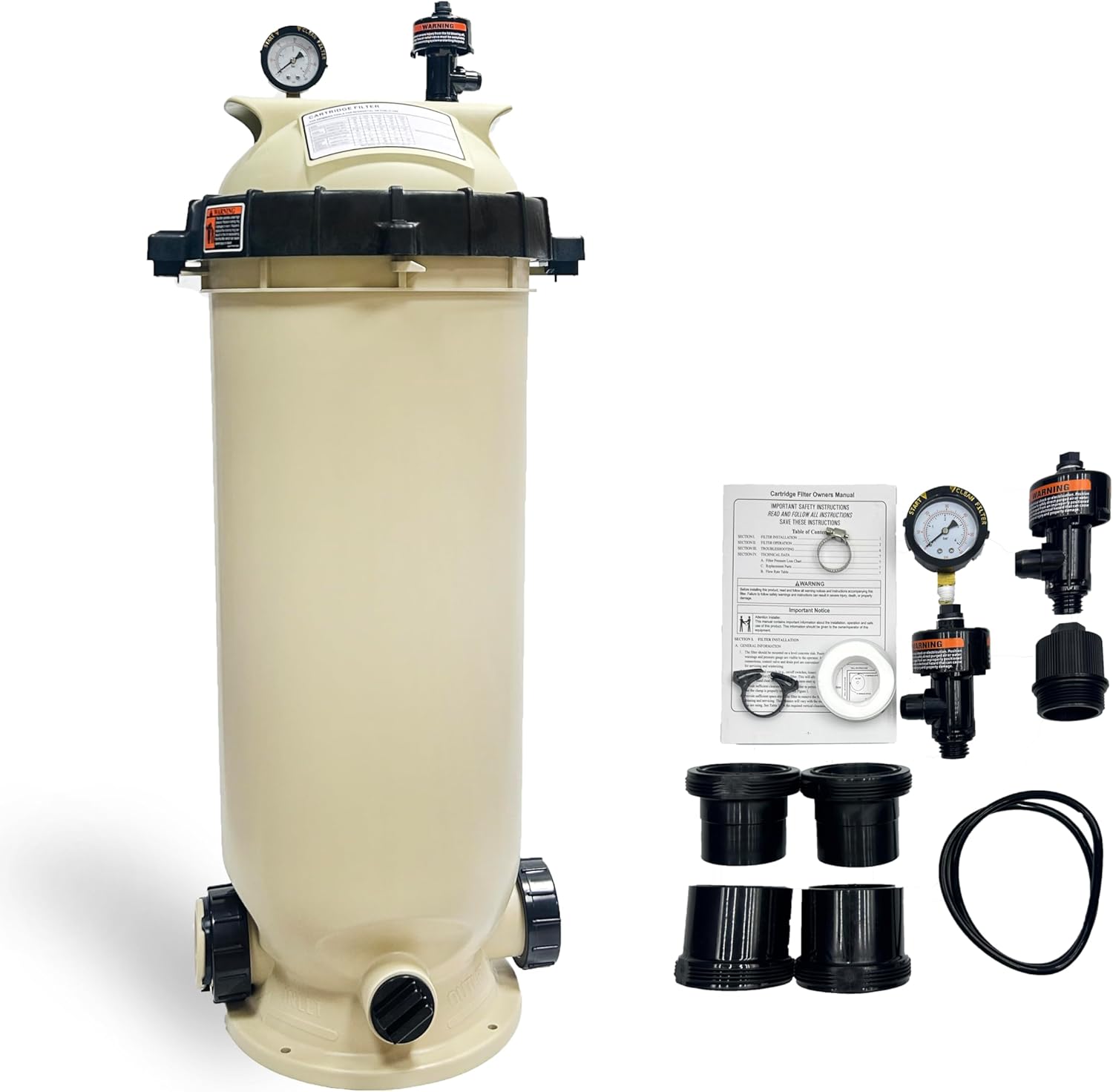 EC-160316 Cartridge Pool Filter,100 Square Feet 100 GPM, Fit for Pentair Clean & Clear CC100 Pool Spa,Almond